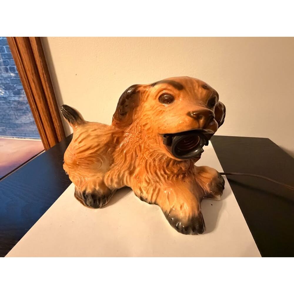 1950s Vintage Mid Century Hankscraft Cocker Spaniel Ceramic Dog Lamp